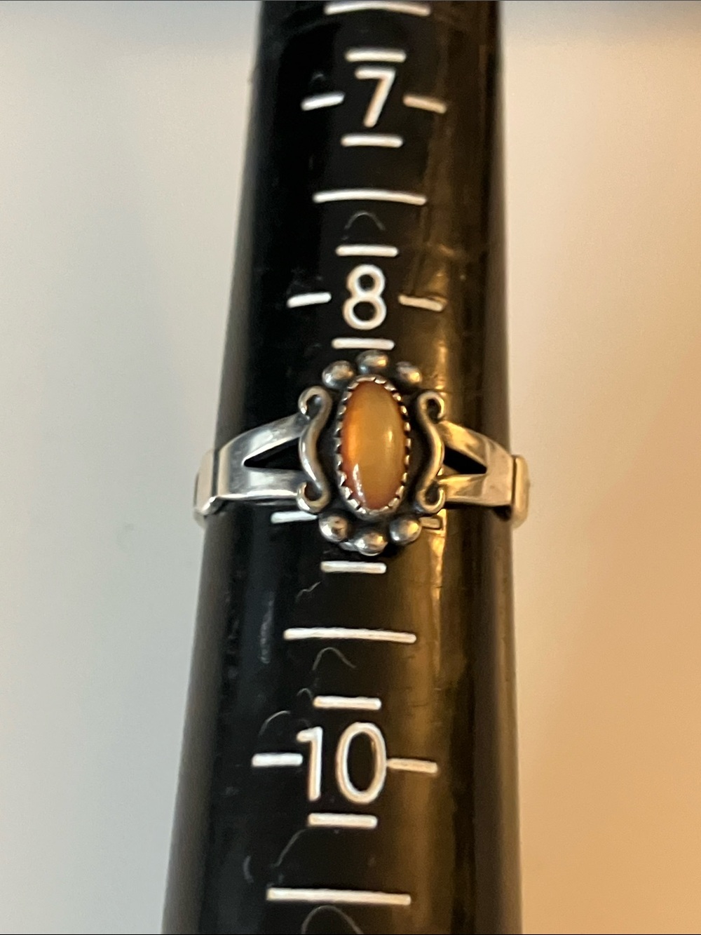 WM Sterling Silver Orange Agate Cabochon Women's Ring